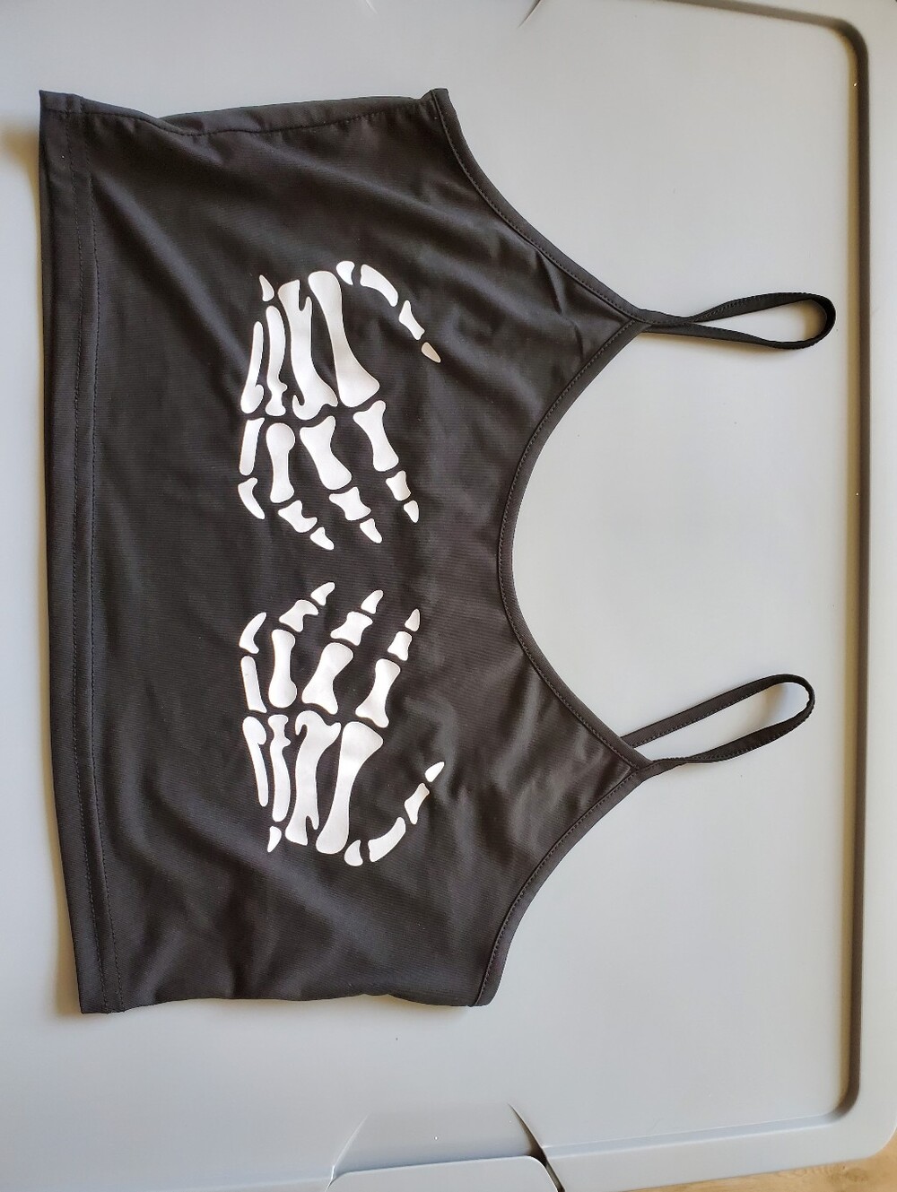 Black Skeleton Hand Crop Top